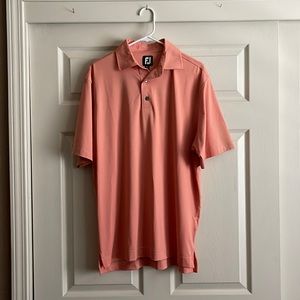Footjoy men’s golf polo in orange size medium.